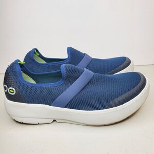 OOFOS Women's OOmg Eezee Low Recovery Slip On Shoes, Blue White Size 7.5